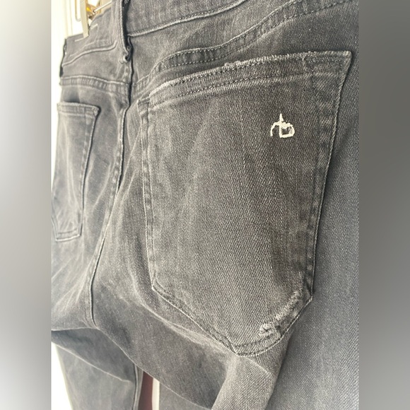 RAG & BONE Boyfriend Distressed Black Denim Jeans - Picture 2 of 8